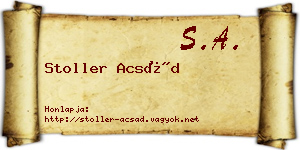 Stoller Acsád névjegykártya